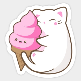 Ice cream lover chubby cat Sticker